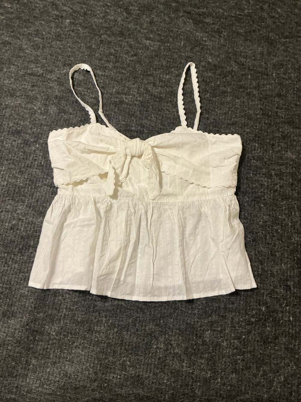 Old Navy Tie-Front Peplum Camisole Wmens Size Large White Cotton Blendo